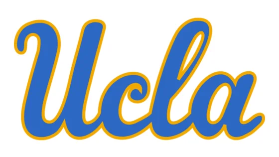 UCLA Logo with yellow outlining blue text and a white background