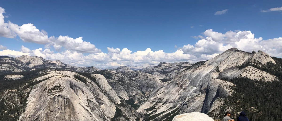 view from Half Dome looking out at Yosemite Valley