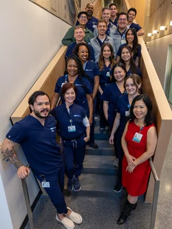 UCLA staff coming together for the sim center opening in Rosenfeld Hall