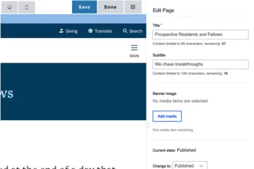 Example of a editing view on a page    