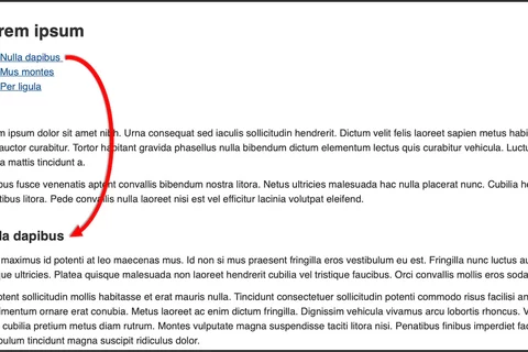 Example of Anchor Link when clicked talking you to the new location