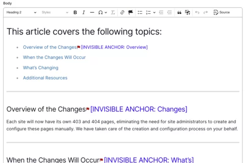 Example of the new text editor