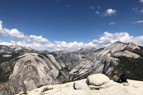 view from Half Dome looking out at Yosemite Valley