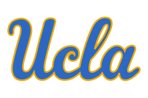UCLA Logo with yellow outlining blue text and a white background