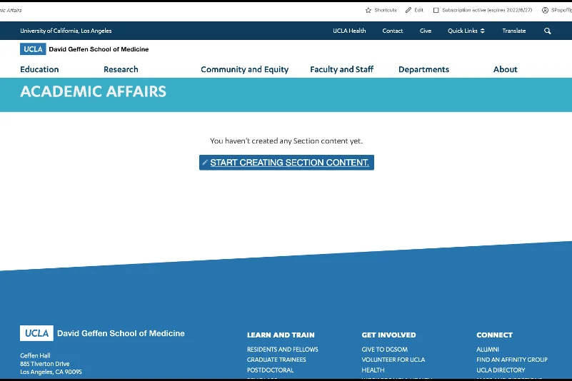 Example of Site Section home page 