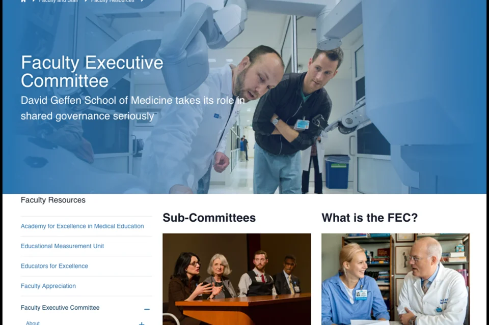 Screenshot of a site section page
