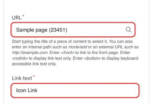 Icon link and link text
