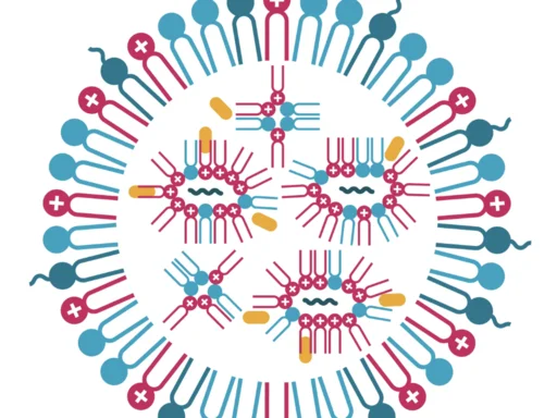 Cartoon structural diagram of a lipid nanoparticle (LNP)