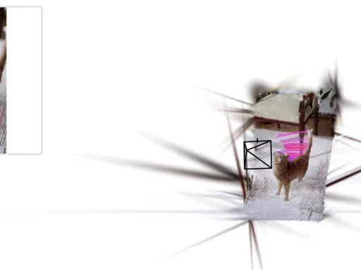 A screenshot of website, where a cat in the room is scanned in all directions.