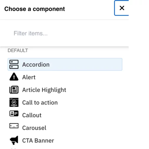 Example of the accordion menu selected 