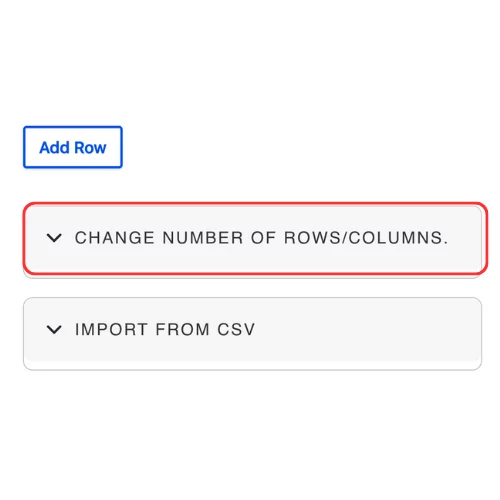Collapsed change number of rows/columns