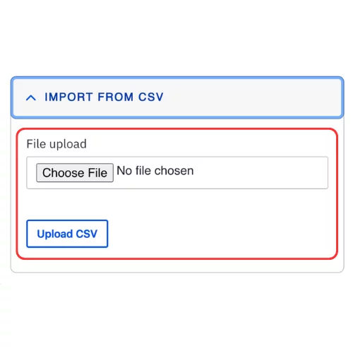 Choose file and upload CSV