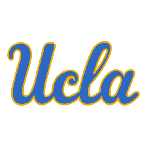 UCLA Logo with yellow outlining blue text and a white background