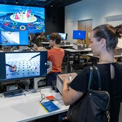 medical students learning in a simulation center