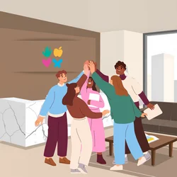 high fives in office