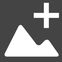 image depicting a mountain shape and a plus sign in the top right corner