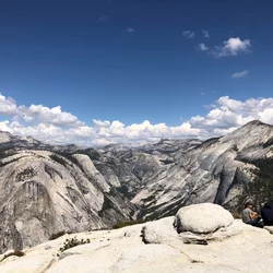 view from Half Dome looking out at Yosemite Valley