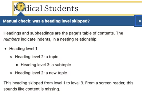 example of an error message given on the site