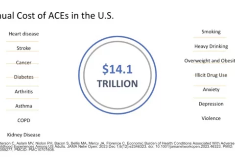 Graphic showing that $14.3 trillion is the cost of ACEs per year in the US
