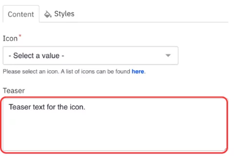 Teaser text for the icon