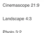 Example of the aspect ratio menu 