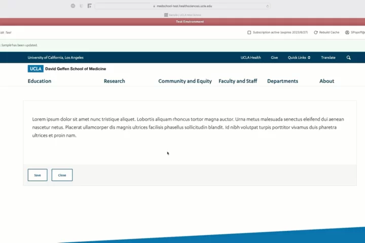 Example of creating an external URL without selecting Open in new window/tab