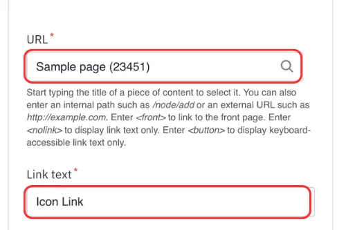 Icon link and link text