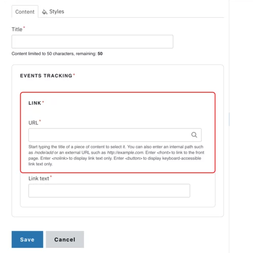 Example of the URL field 