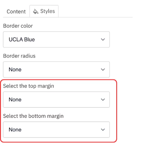 Select the top and bottom margin spacing