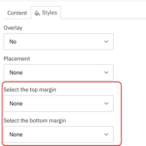 Select the top and bottom margin