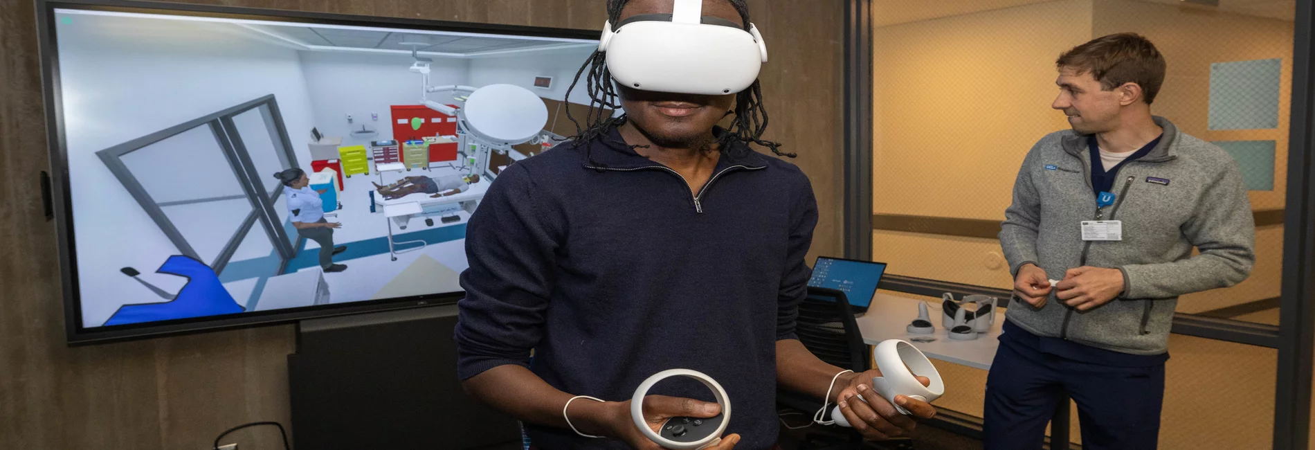 Student at UCLA using VR headset